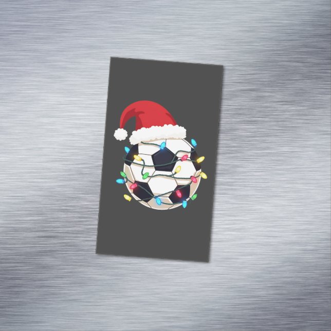 Soccer Wrapped in Christmas Lights Soccer Player  Magnetic Business Card (In Situ)