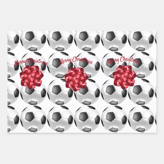 Soccer Wrapping Paper Flat Sheet Set of 3 (Front 2)