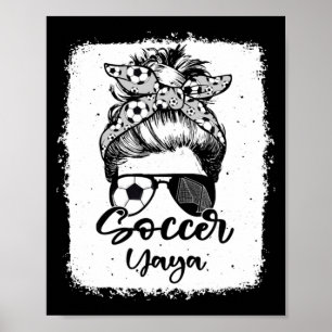 Soccer Yaya Vintage Leopard Messy Bun Bleached T S Poster