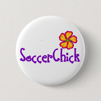 SoccerChick FlowerDark 2 Inch Round Button