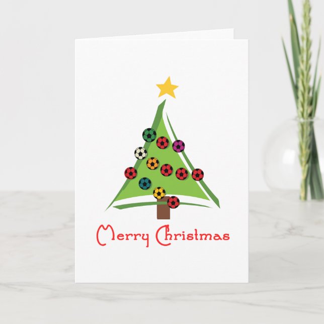 SoccerChickChristmasTree Holiday Card (Front)