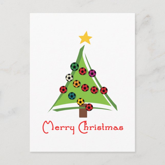 SoccerChickChristmasTree Holiday Postcard (Front)