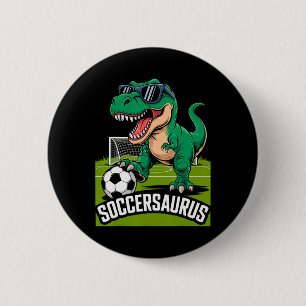 Soccersaurus Dinosaur T-rex Soccer Goalie Player F 2 Inch Round Button
