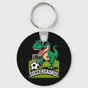 Soccersaurus Dinosaur T-rex Soccer Goalie Player F Keychain