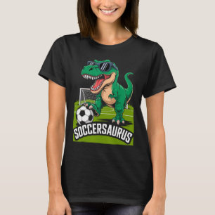 Soccersaurus Dinosaur T-rex Soccer Goalie Player F T-Shirt