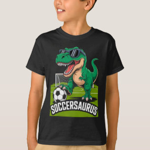 Soccersaurus Dinosaur T-rex Soccer Goalie Player F T-Shirt