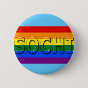 SOCHI Gay Pride Flag 2 Inch Round Button