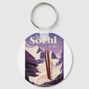Sochi Russia Ski travel poster Keychain