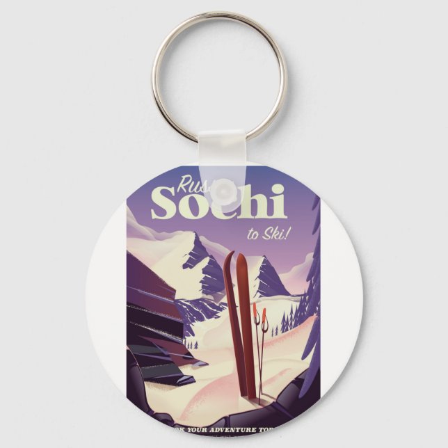 Sochi Russia Ski travel poster Keychain (Front)