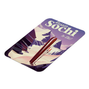 Sochi Russia Ski travel poster Magnet