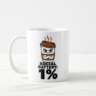 Social Battery 1% Funny Coffee Mug