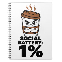 Social Battery 1% Funny Introvert Journal