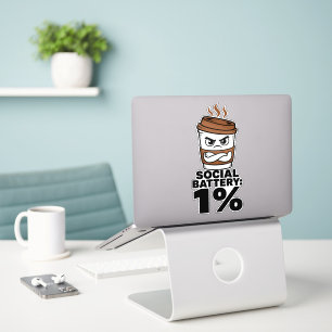 Social Battery 1% Funny Introvert Sticker