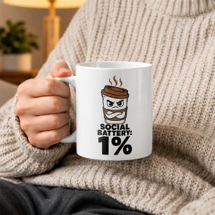 Social Battery 1% Mug Funny Introvert Gift