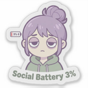 Social Battery 3% Cute Aesthetic Sticker