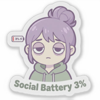 Social Battery 3% Cute Aesthetic Sticker