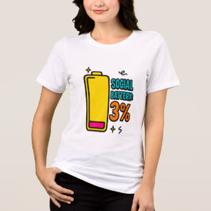 Social Battery 3 Percent – Funny Neurospicy Introv Tri-Blend Shirt