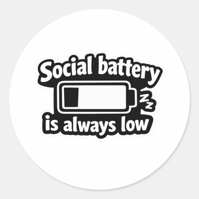 Social battery is always low introvert sticker (Front)