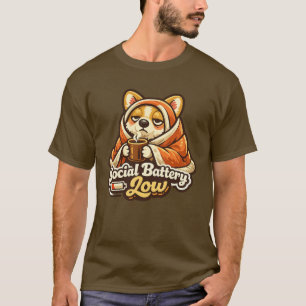 Social Battery Low Corgi T-Shirt Introvert Gift