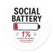 Social Battery Low Funny Introvert Sticker | Minim
