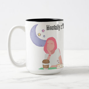 Social Battery Low Funny Introvert Sticker Two-Tone Coffee Mug