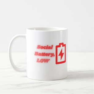 Social Battery Low Introvert Funny Minimalist  Coffee Mug