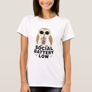 Social Battery Low Owl T-Shirt