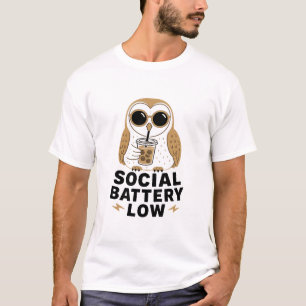 Social Battery Low Owl T-Shirt