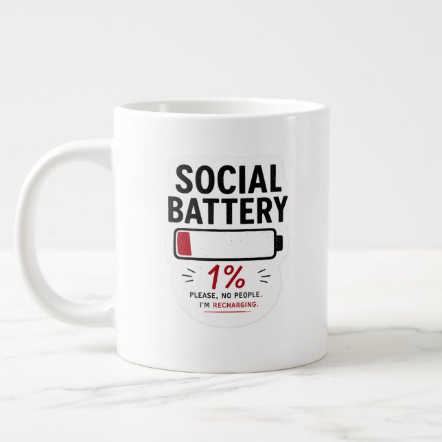 Social Battery Low Specialty Mug | Funny Introvert (Left)