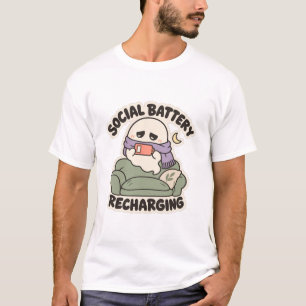Social Battery Recharging Cozy Introvert Ghost T-Shirt