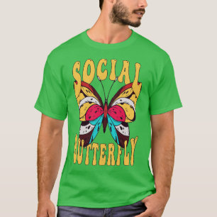 Social Butterfly Retro Vintage Outgoing 90s 70s Hi T-Shirt