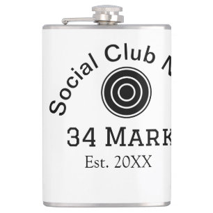 Social club name add team player name date year ma hip flask