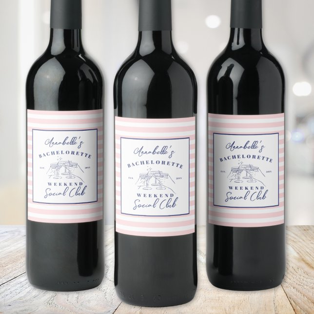 Social Club Preppy Bachelorette Party Wine Label (Social Club Preppy Bachelorette Party Wine Label)
