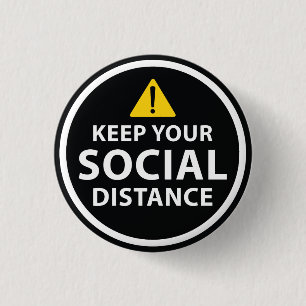 Social Distance 1 Inch Round Button
