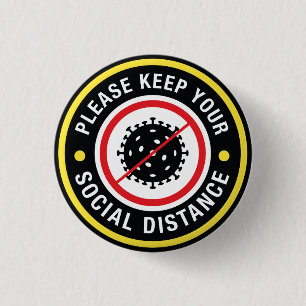 Social Distance 1 Inch Round Button
