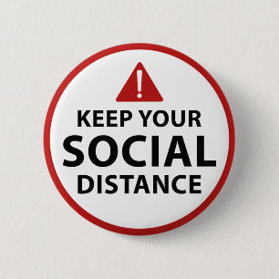 Social Distance 2 Inch Round Button