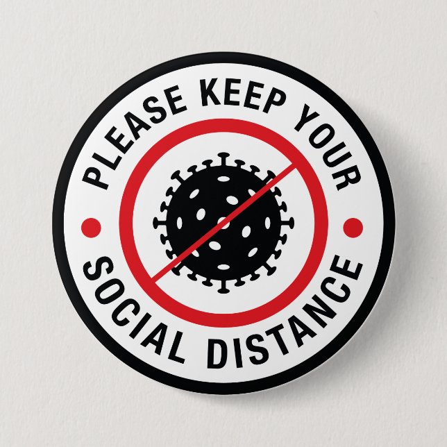 Social Distance 3 Inch Round Button (Front)