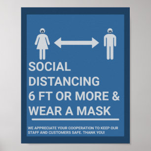 Social Distance 6Ft Apart Covid19 Business Safety Poster