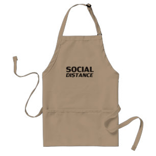 Social Distance black modern typography funny Standard Apron