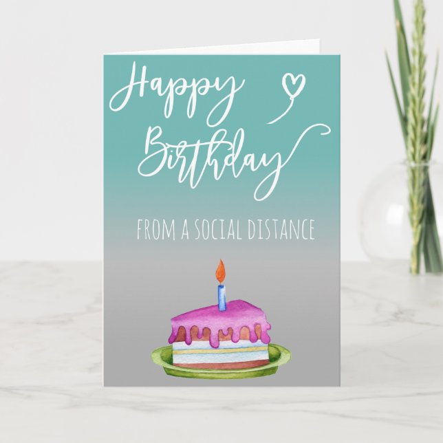 Social Distance Happy Birthday Covid-19 Card (Front)