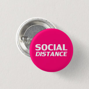 Social Distance modern bold typography hot pink 1 Inch Round Button