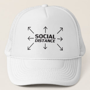 Social Distance modern typography and arrows funny Trucker Hat