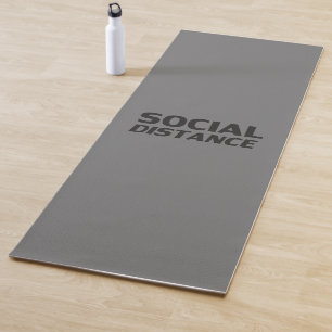 Social Distance modern typography dark grey black Yoga Mat