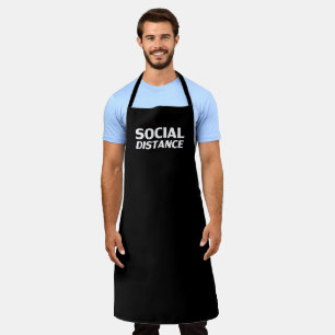 Social distance modern typography funny black apron