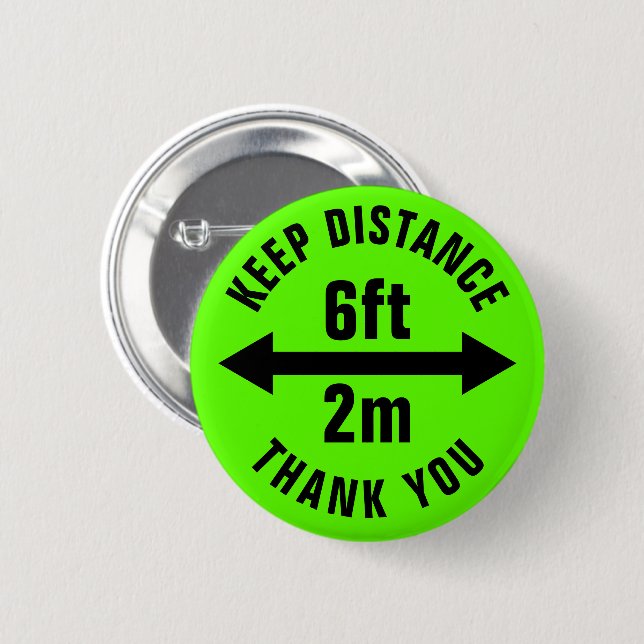 Social Distance Sign Covid19 Corona Virus security 2 Inch Round Button (Front & Back)