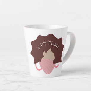 Social Distance Wavy Girl Hair Beauty 6ft Please Latte Mug