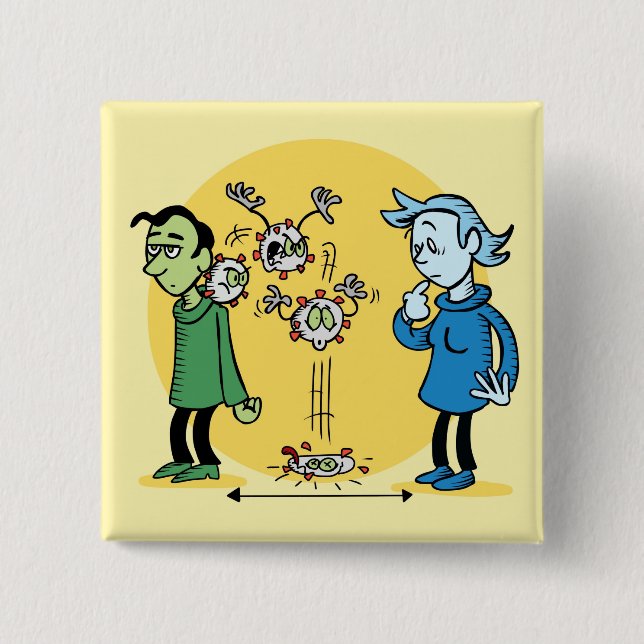 Social Distancing 2 Inch Square Button (Front)