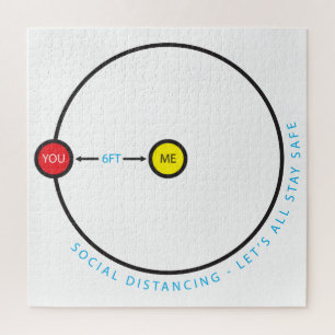 Social Distancing - 6 Six Feet Graphic Stay Safe Jigsaw Puzzle