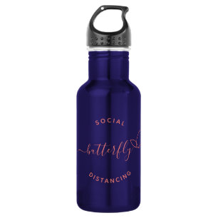 Social Distancing Butterfly Funny Quote Modern 532 Ml Water Bottle