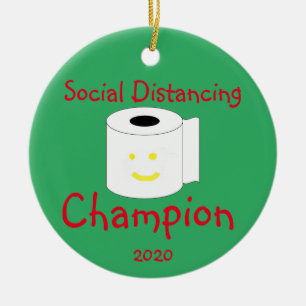 Social Distancing Champion Ceramic Ornament
